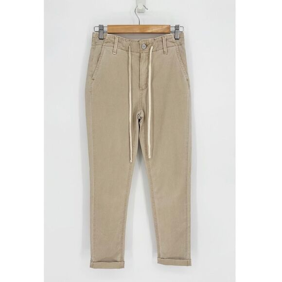 Paige Christy Chino Jogger Pants Drawstring in Faded Beige Wash Women's 25 - Picture 1 of 8